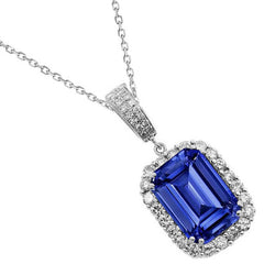 Halo-Smaragd-Edelstein & runder Aus der Erde Abgebauter Natürlicher Diamant-Anhänger 14K Gold 4,25 Karat