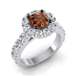 Halo Stil brauner Aus der Erde Abgebauter Natürlicher Diamantring Kathedrale Set Gold 14K