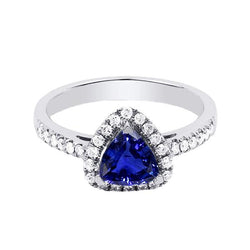 Halo Trillion Aus der Erde Abgebauter Natürlicher Diamant Deep Blue Saphir Ring 2 Karat Schmuck Gold
