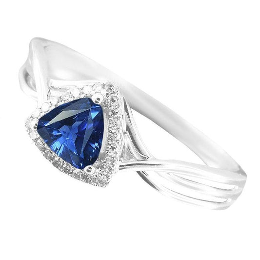 Halo Trillion Saphir Ring Split Shank Diamanten 2,50 Karat Gold 14K - harrychadent.de