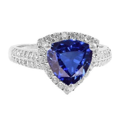 Halo Trillion srilankischer Saphirring 3 Karat Aus der Erde Abgebauter Natürlicher Diamantgoldschmuck
