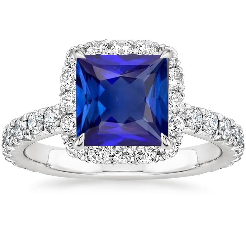 Halo-Verlobungsring Princess Blue Saphir mit Akzenten 6,50 Karat - harrychadent.de