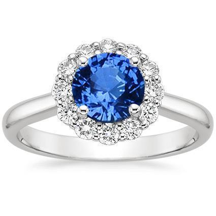 Halo runder Saphir- und Aus der Erde Abgebauter Natürlicher Diamant-Verlobungsring 3.35 Karat Neu