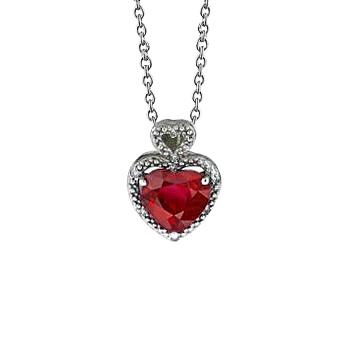 Halskette mit Anhänger Roter Rubin und Aus der Erde Abgebauter Natürlicher Diamanten 5.35 Karat Weißgold 14K