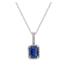 Halskette mit Halo-Smaragd-Edelstein und rundem Aus der Erde Abgebauter Natürlicher Diamantanhänger, 1,25 Karat