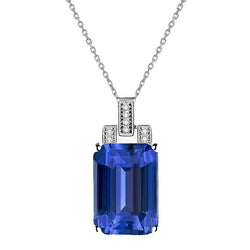 Halskette mit Smaragd-Ceylon-Saphir und rundem Aus der Erde Abgebauter Natürlicher Diamantanhänger, 4,75 Karat