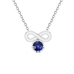 Halskette mit rundem Solitär-Anhänger aus blauem Saphir im Infinity-Stil, 1 Karat