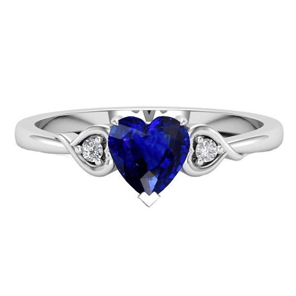 Heart Three Stone Diamant & Deep Blue Saphir Ring 1,75 Karat - harrychadent.de