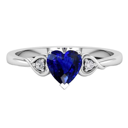 Heart Three Stone Diamant & Deep Blue Saphir Ring 1,75 Karat - harrychadent.de