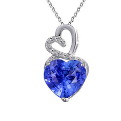 Hellblauer Saphir-Herz-Anhänger & Aus der Erde Abgebauter Natürlicher Diamant-Schmuck aus 14K Gold 3,75 Karat