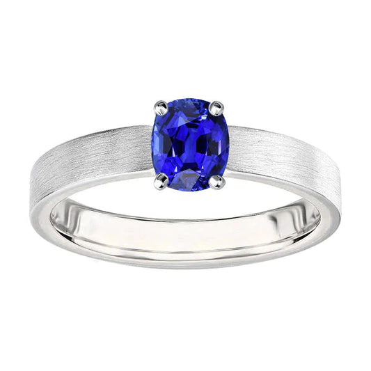 Herren Edelsteinring Solitär Oval Natur Blauer Saphir 1,50 Karat