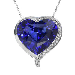 Herz-Anhänger mit blauem Saphir und runder Aus der Erde Abgebauter Natürlicher Diamant-Lünette, 6,25 Karat