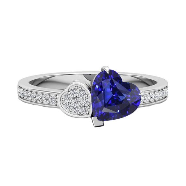 Herz Blauer Saphir Edelstein Ring 2,50 Karat Diamanten Weißgold - harrychadent.de