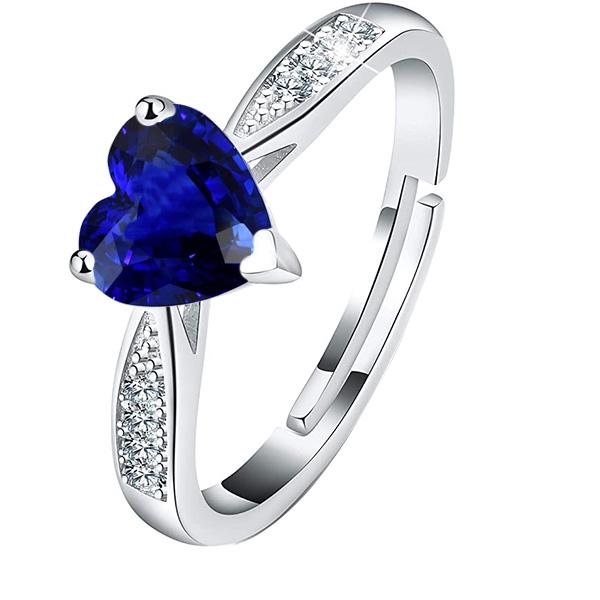 Herz Blauer Saphir-Edelstein-Ring mit Diamanten konischer Schaft 2 Karat - harrychadent.de