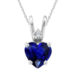 Herz-Ceylon-Saphir & Aus der Erde Abgebauter Natürlicher Diamant-Damenanhänger 2 Steine 3,50 Karat