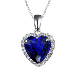 Herz-Ceylon-Saphir & Aus der Erde Abgebauter Natürlicher Diamant-Dia-Halo-Anhänger 5,50 Karat