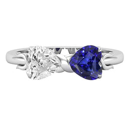 Herz Aus der Erde Abgebauter Natürlicher Diamant & Blauer Saphir Edelstein Ring 3 Karat Gold Twisted Shank