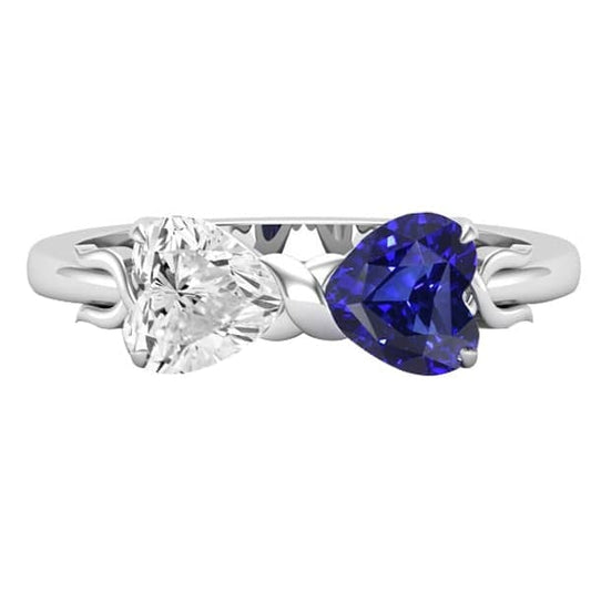 Herz Diamant & Blauer Saphir Edelstein Ring 3 Karat Gold Twisted Shank - harrychadent.de