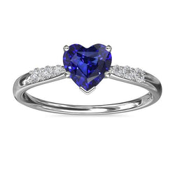 Herz Edelstein blauer Saphir Aus der Erde Abgebauter Natürlicher Diamant Ring 2 Karat Gold 14K Schmuck