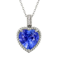 Herz-Licht-Saphir-Anhänger & runder Aus der Erde Abgebauter Natürlicher Diamant-Seil-Stil 3,25 Karat