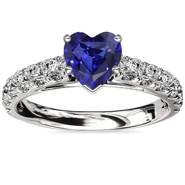 Herz-Saphir-Edelstein-Ring & Doppelpavé-Diamant-Akzente 3,50 Karat - harrychadent.de