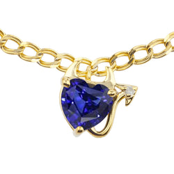 Herz-Saphir & runder Aus der Erde Abgebauter Natürlicher Diamant-Anhänger mit Kette 3,50 Karat