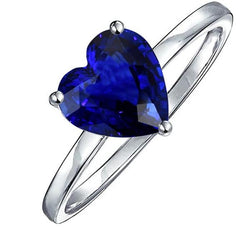Herz Solitaire Sri Lanka Saphir Ring 2,50 Karat Weißgold 14K
