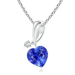 Herz blauer Saphir & Diamant Anhänger Twisted Style Bail 3 Karat