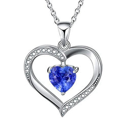 Herz hellblauer Saphir & Aus der Erde Abgebauter Natürlicher Diamant Anhänger 14K Gold 2,50 Karat