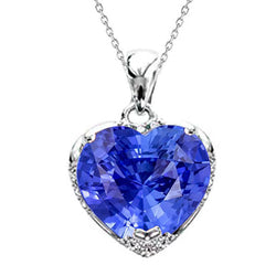 Herz hellblauer Saphir & Aus der Erde Abgebauter Natürlicher Diamant Anhänger Schmuck 5 Karat 14K Gold