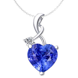 Herz hellblauer Saphir & Aus der Erde Abgebauter Natürlicher Diamant-Anhänger Twisted Bail 3,75 Karat
