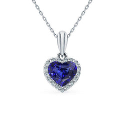Herzblauer Saphir & Aus der Erde Abgebauter Natürlicher Diamant-Halo-Damenanhänger 1,75 Karat