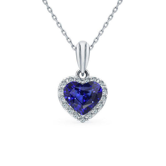 Herzblauer Saphir & Diamant-Halo-Damenanhänger 1,75 Karat