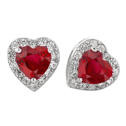 Herzform Rubin mit runden Aus der Erde Abgebauter Natürlicher Diamanten 9,50 ct Ohrstecker Gold 14K