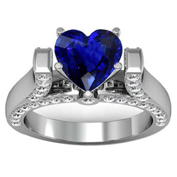 Herzschliff Edelsteinring Sri Lankan Saphir 4 Karat Aus der Erde Abgebauter Natürlicher Diamanten