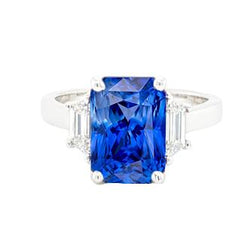 Hochzeit 3 Steine Ring Strahlender Saphir & Smaragd Diamanten 1,75 Karat