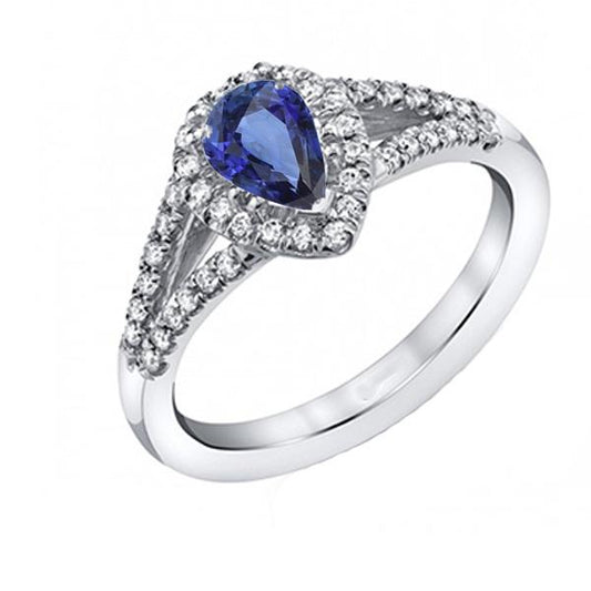 Hochzeit Halo Ring Birne Ceylon Saphir Doppelschaft 2,50 Karat - harrychadent.de