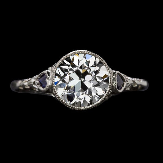 Vintage Style alter Bergmann Diamant & Herz Saphir Ring 3.50 Karat - harrychadent.de