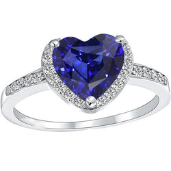 Jubiläums-Halo-Ring Herz Tiefblauer Saphir 3,50 Karat Aus der Erde Abgebauter Natürlicher Diamanten