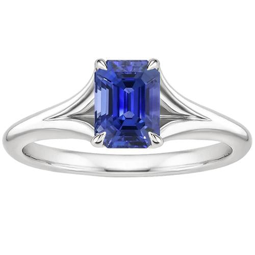 Jubiläums-Solitärring-Zinken-Set Smaragd Ceylon Saphir 3 Karat - harrychadent.de