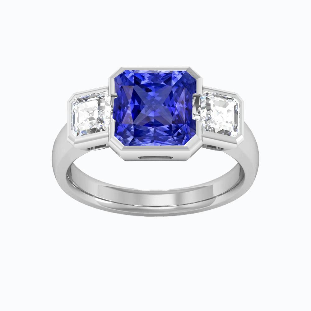 Jubiläumsring Asscher Diamant Radiant Sapphire 3 Karat 3 Stein - harrychadent.de