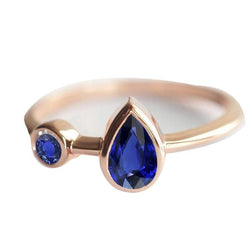 Jubiläumsring Rund & Birnenblaue Saphire 2,25 Karat 14K Roségold