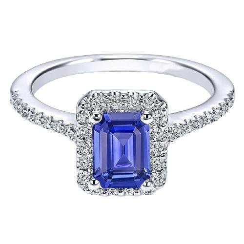 Jubiläumsring Smaragd Halo Blue Saphir & Diamanten 3.50 Karat - harrychadent.de