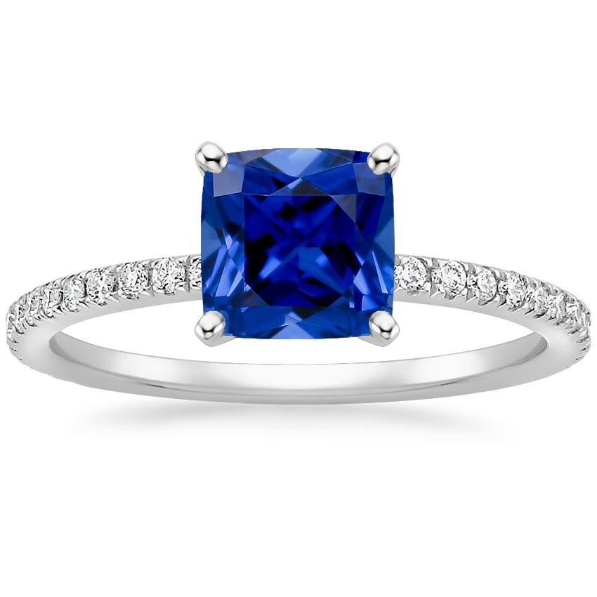 Kissen Blauer Saphir-Diamant-Ring mit Pave Set Akzenten 2,75 Karat - harrychadent.de