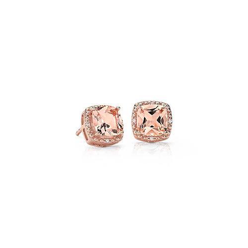 Kissen Morganit & Diamant 10 Karat Ohrstecker Roségold 14K - harrychadent.de