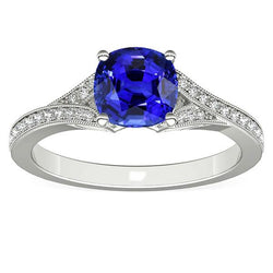 Kissen Saphir Edelstein Ring 3,50 Karat Split Shank Damenschmuck