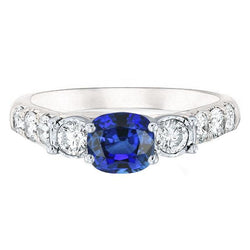 Kissen Saphir Edelstein Ring Krappen Set Runde Aus der Erde Abgebauter Natürlicher Diamanten 2,50 Karat