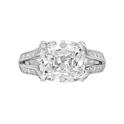 Kissen Solitaire Diamant-Verlobungsring mit Akzent 3,50 ct. Weißes Gold - harrychadent.de