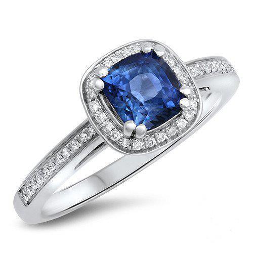 Kissen Sri Lanka Blauer Saphir Aus der Erde Abgebauter Natürlicher Diamantring Massivgold 1.70 Ct