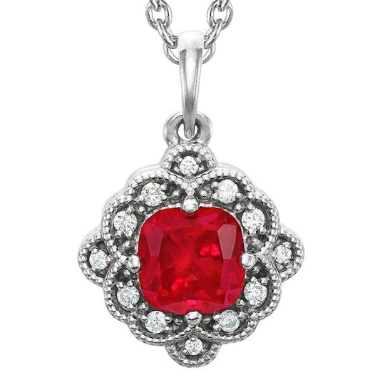 Kissenschliff roter Rubin Diamant Halskette Anhänger Schmuck 5,50 Karat - harrychadent.de